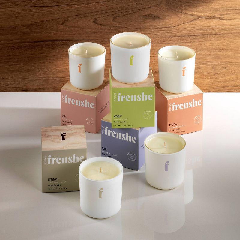 slide 6 of 7, Being Frenshe Coconut & Soy Wax Reset Candle with Essential Oils - Solar Fleur - 7oz, 7 oz