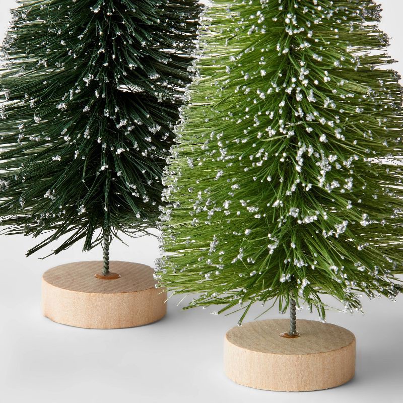 slide 3 of 3, 2pc 6" Sisal Bottle Brush Tree Christmas Figurine Set - Wondershop™ Green, 2 ct