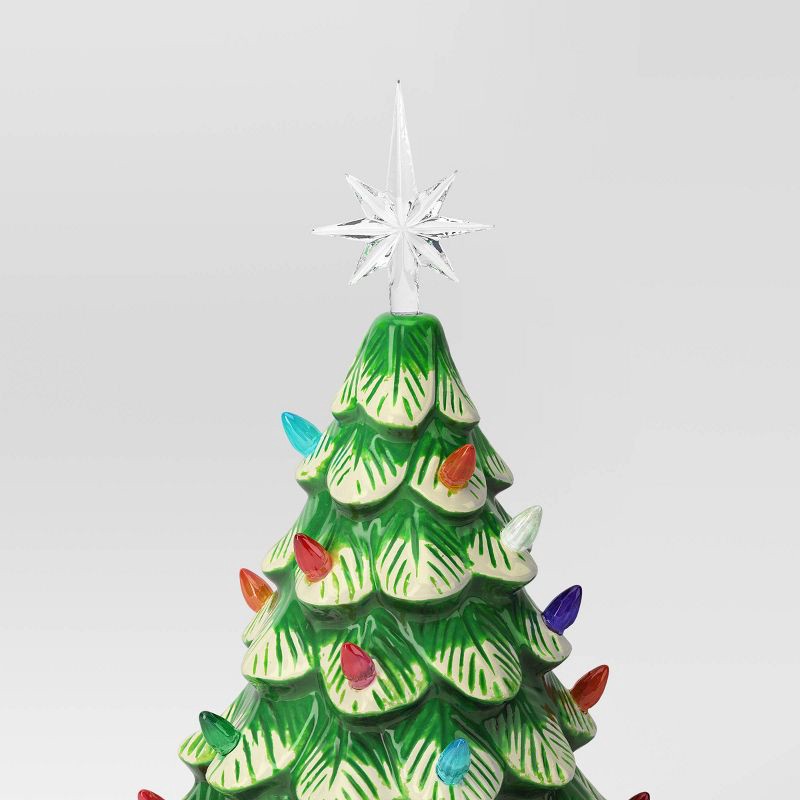 slide 4 of 4, 14.5" Battery Operated Lit Ceramic Christmas Tree Green - Wondershop™: Multicolored Bulbs, Star Topper, Indoor Decoration, 1 ct
