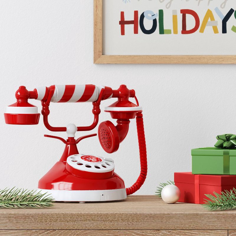 slide 2 of 3, Animated Christmas Candy Striped North Pole Antique Telephone - Wondershop™: Humorous Holiday Recordings, Indoor Decor, 1 ct