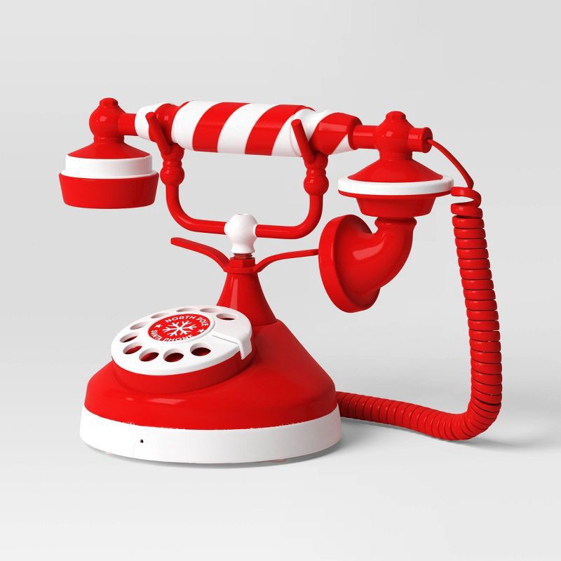 slide 3 of 3, Animated Christmas Candy Striped North Pole Antique Telephone - Wondershop™: Humorous Holiday Recordings, Indoor Decor, 1 ct