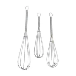 GoodCook Ready 3pc Whisks: Metal Wire Kitchen Tools for Baking, Hand Wash, Silver, 13" Length