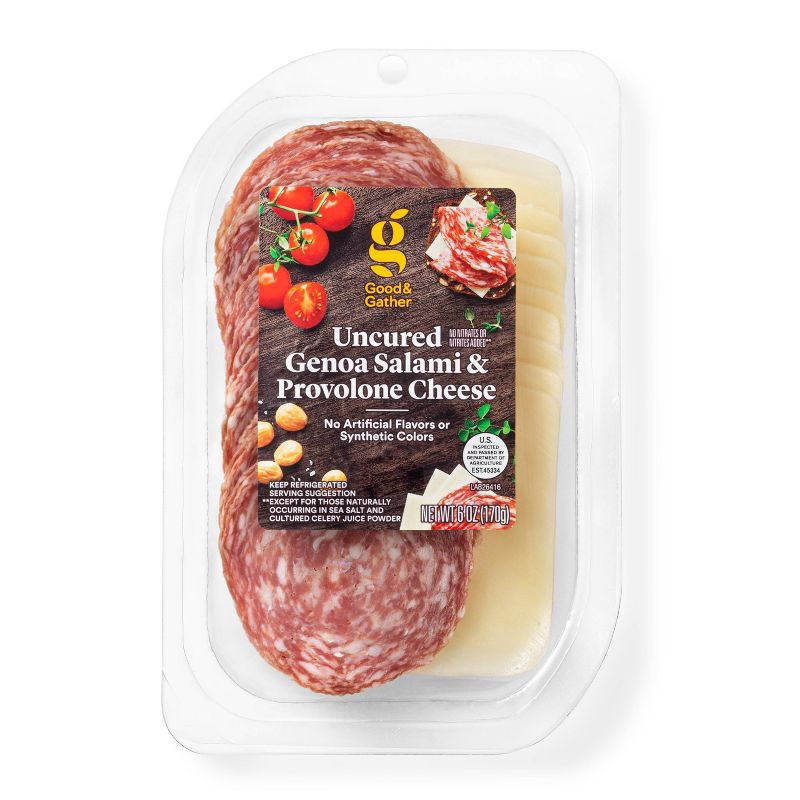 slide 1 of 4, Uncured Genoa Salami and Provolone Cheese - 6oz - Good & Gather™, 6 oz