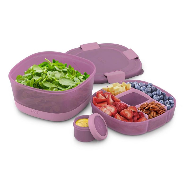 slide 3 of 4, Ello Plastic Salad Bento Set Mauve, 1 ct