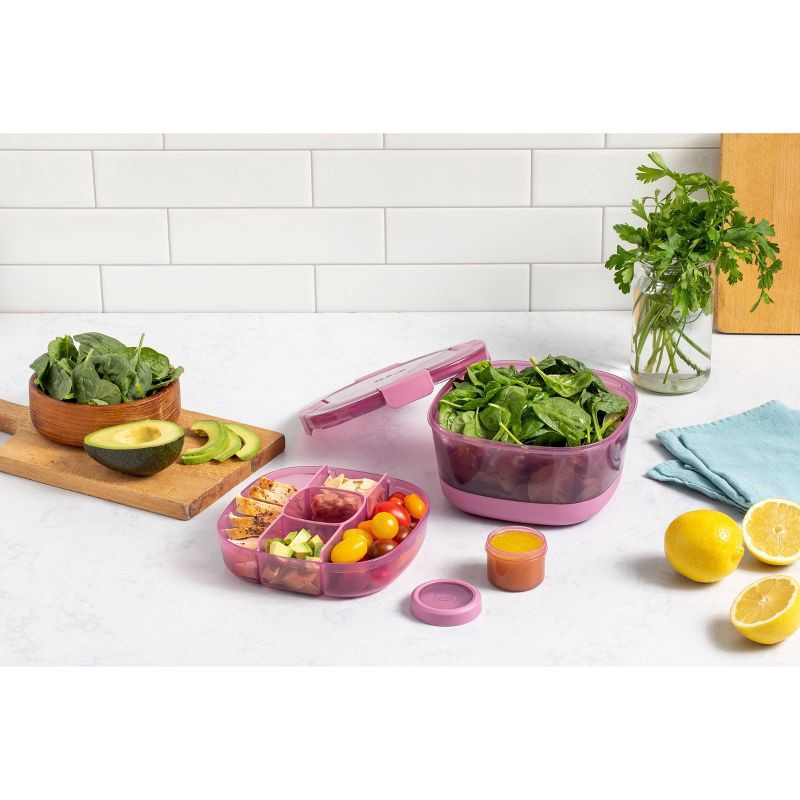 slide 4 of 4, Ello Plastic Salad Bento Set Mauve, 1 ct