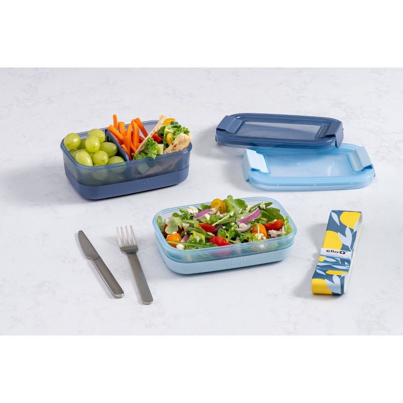 Ello 2pk Plastic Lunch Stack Food Storage Container Blue
