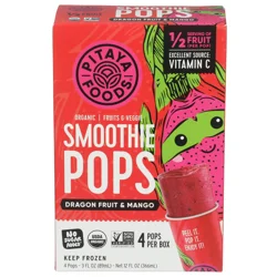 Pitaya Foods Organic Dragon Fruit & Mango Smoothie Pops 4 - 3 fl oz Pops
