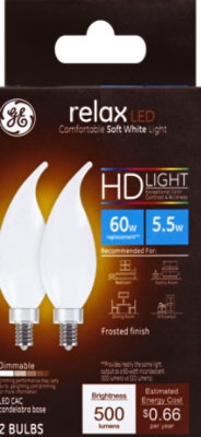 slide 1 of 1, GE Light Bulbs LED HD Light Daylight Refresh Frosted Finish 60 Watts A15 Box, 2 ct