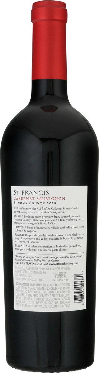 slide 5 of 9, St. Francis Sonoma County Cabernet Sauvignon 750 ml, 750 ml