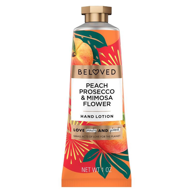 slide 1 of 5, Beloved Peach Prosecco & Mimosa Flower Hand Lotion, Travel Size 1oz, 1 oz
