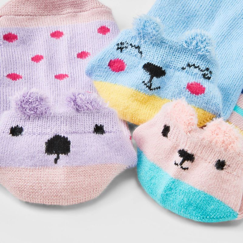 slide 2 of 3, Girls' 6pk Super Soft Critter No Show Socks - Cat & Jack™ S, 6 ct