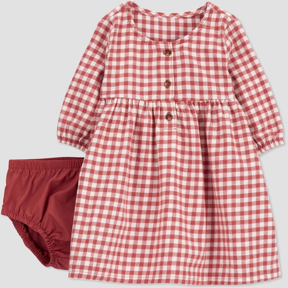 slide 3 of 3, Carter's Just One You Baby Girls' Plaid Dress - Red Newborn, 1 ct