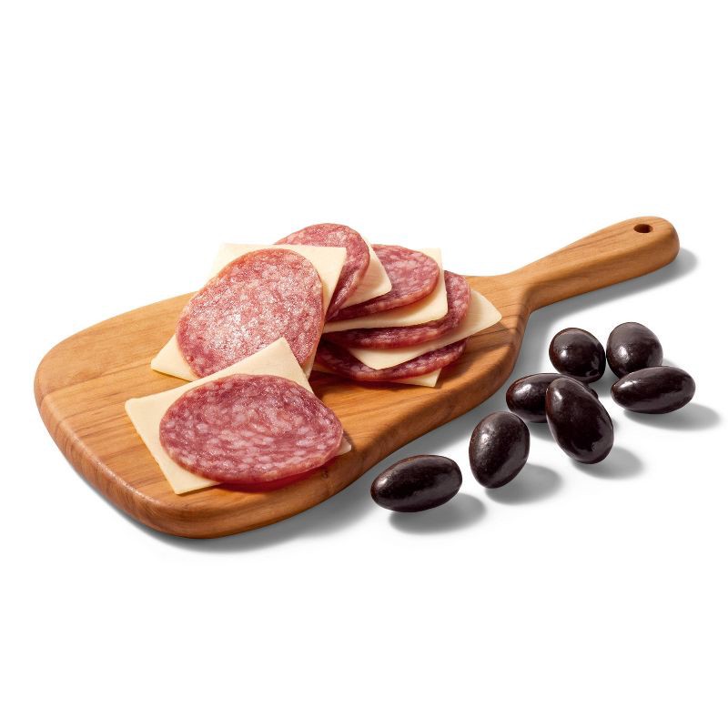 slide 2 of 3, Uncured Genoa Salami, Provolone Cheese and Dark Chocolate Covered Almonds Snacker - 2.25oz - Good & Gather™, 2.25 oz