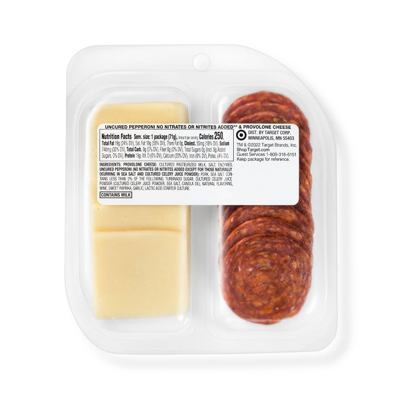 slide 2 of 3, Uncured Pepperoni and Provolone Cheese Snacker - 2.5oz - Good & Gather™, 2.5 oz