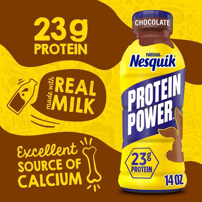 slide 3 of 9, Nesquik Protein Power Chocolate - 14 fl oz​, 14 fl oz