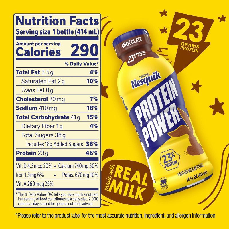 slide 6 of 9, Nesquik Protein Power Chocolate - 14 fl oz​, 14 fl oz