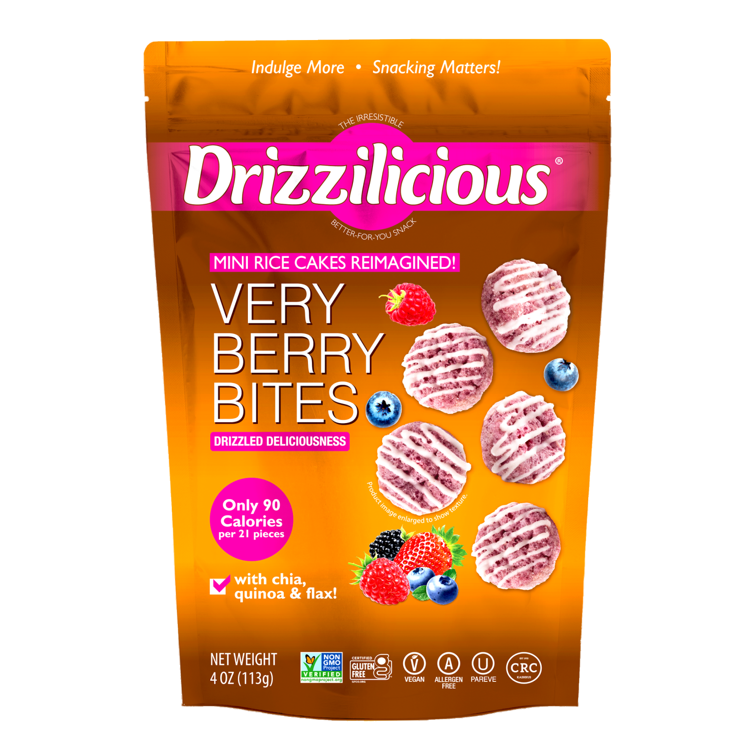 slide 1 of 2, Drizzilicious Min Rice Cakes Wild Berry, 4 oz, 4 oz