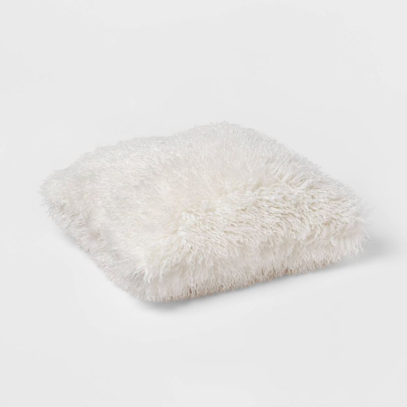 slide 3 of 4, Euro Faux Mongolian Fur Decorative Throw Pillow Cream - Threshold™, 1 ct