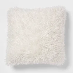 Euro Faux Mongolian Fur Decorative Throw Pillow Cream - Threshold™