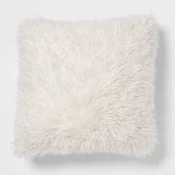 Euro Faux Mongolian Fur Decorative Throw Pillow Cream - Threshold™