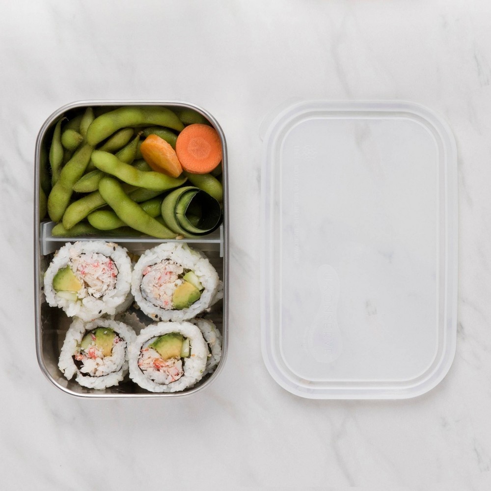 slide 4 of 4, U Konserve U-Konserve Stainless Steel Food-Storage Container Bento Rectangle 25oz - Clear Plastic Lid, 25 oz