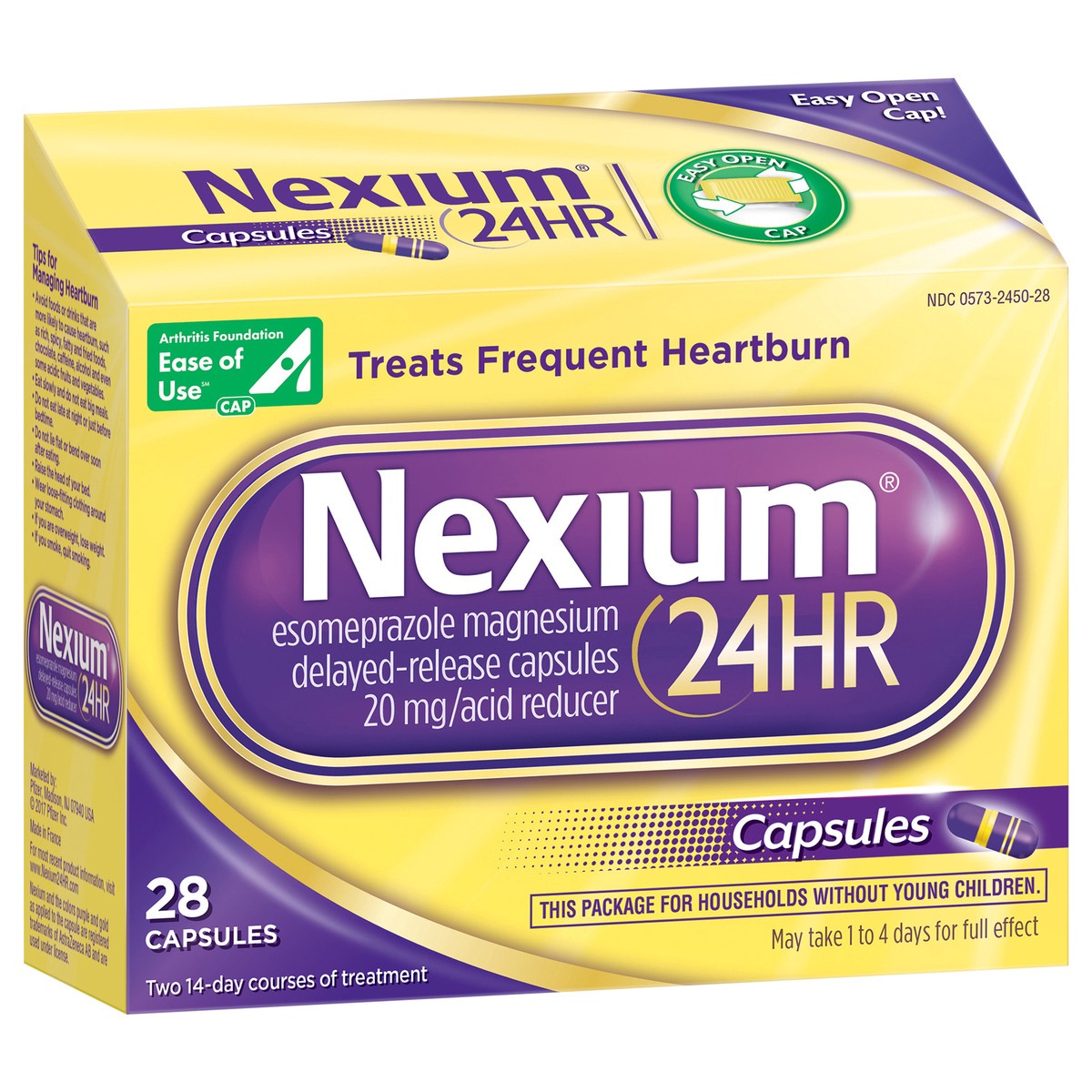 slide 2 of 9, Nexium 24HR Delayed Release Heartburn Relief Capsules - Esomeprazole Magnesium Acid Reducer , 28 ct