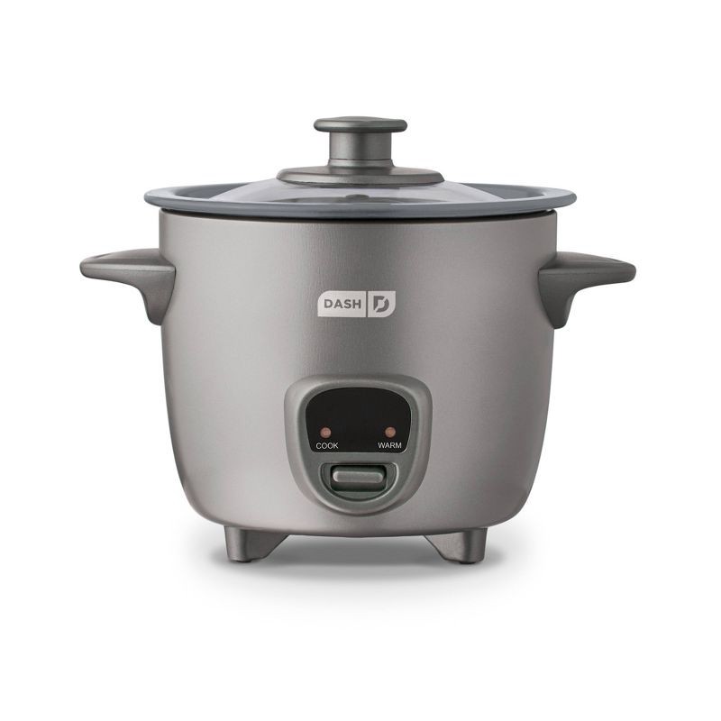 slide 1 of 7, Dash 2-Cup Electric Mini Rice Cooker - Graphite: Small Rice Maker, Automatic Keep Warm, Includes Recipes & Accessories, 1 ct