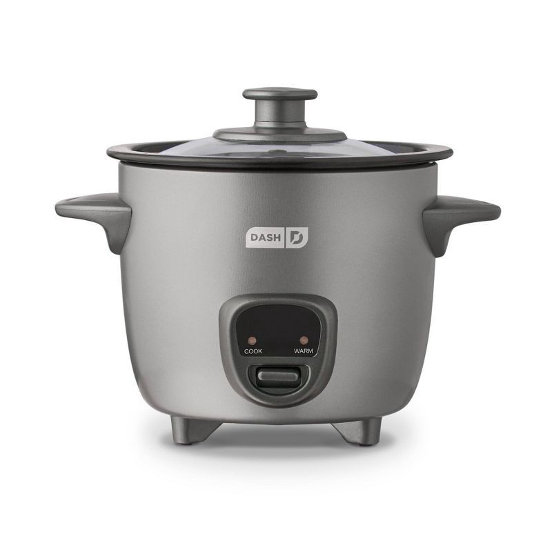 slide 1 of 7, Dash 2-Cup Electric Mini Rice Cooker - Graphite: Small Rice Maker, Automatic Keep Warm, Includes Recipes & Accessories, 1 ct