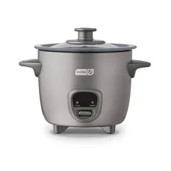 Dash 2-Cup Electric Mini Rice Cooker - Graphite: Small Rice Maker, Automatic Keep Warm, Includes Recipes & Accessories