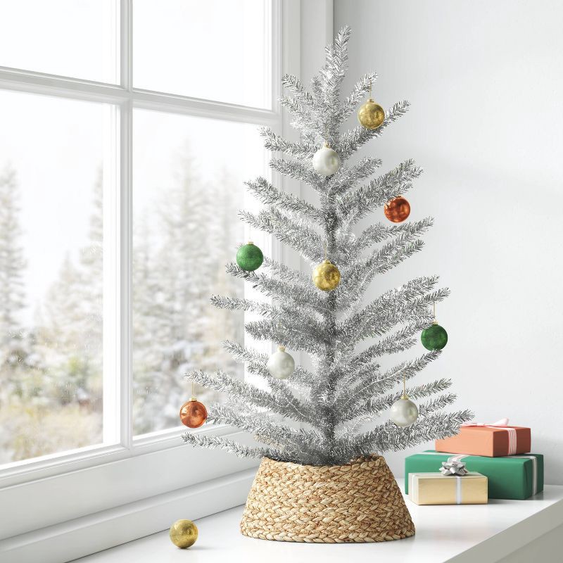 slide 2 of 4, 24" Unlit Tinsel Mini Artificial Christmas Tree Silver - Wondershop™, 1 ct