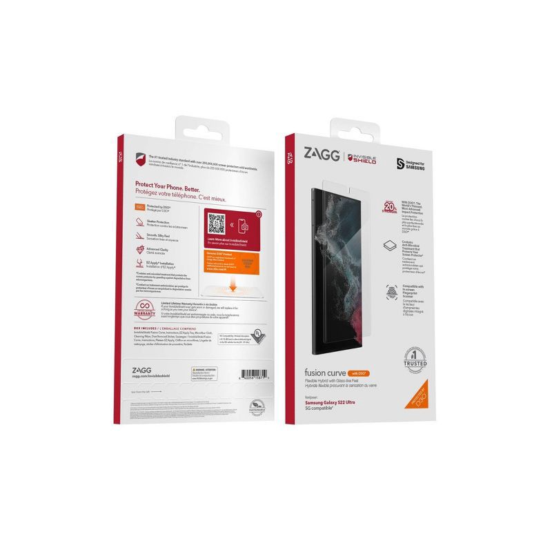 slide 4 of 4, ZAGG InvisibleShield Samsung Galaxy S22 Ultra Fusion Curve Screen Protector, 1 ct