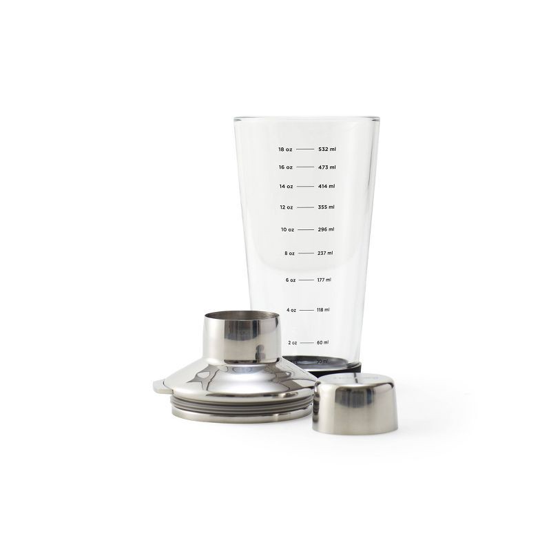 slide 4 of 11, Houdini 18oz Glass Cocktail Shaker: Clear, Nonslip Base, Dishwasher-Safe, 9" Height, 18oz Capacity, 18 oz