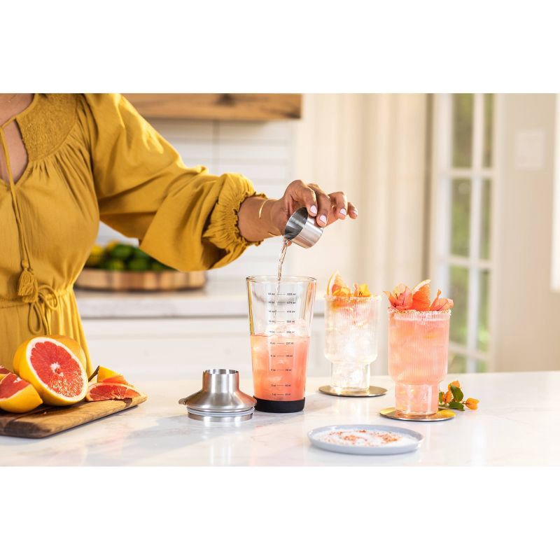 slide 11 of 11, Houdini 18oz Glass Cocktail Shaker: Clear, Nonslip Base, Dishwasher-Safe, 9" Height, 18oz Capacity, 18 oz