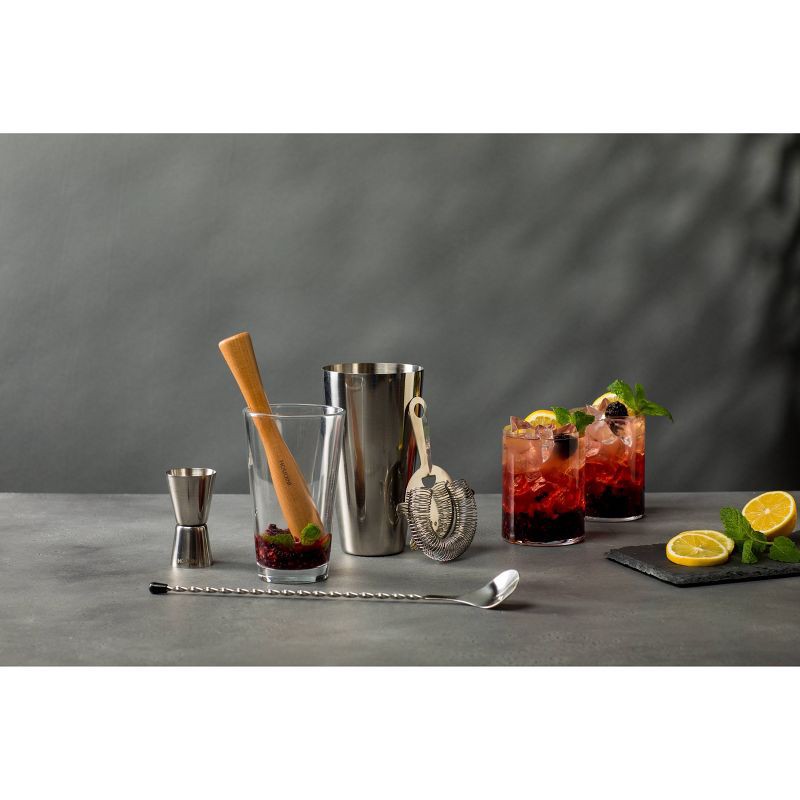 slide 10 of 11, Houdini 5pc Bar Tool Set (Shaker, Jigger, Strainer, Muddler, Stirring Spoon), 5 ct