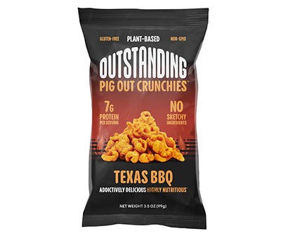 slide 1 of 1, Outstanding Texas BBQ Plant-Based Pig Out Crunchies, 3.5 Oz., 1 ct