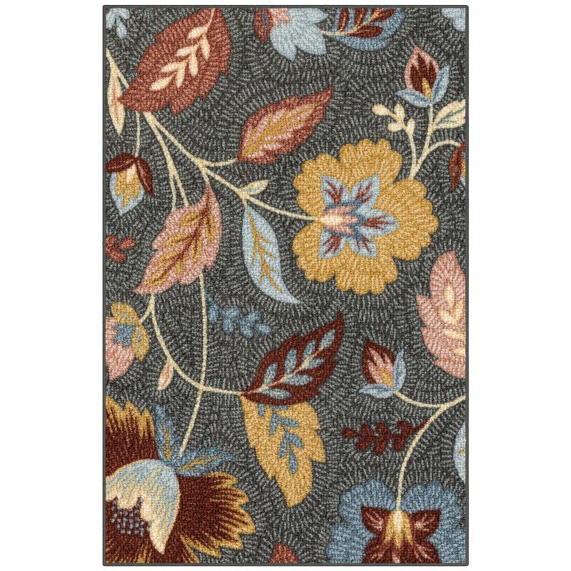 slide 1 of 3, Maples 2'5"x3'8" Washable Garden Floral Accent Rug Gray, 1 ct