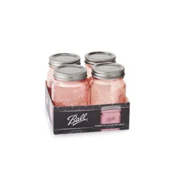 Ball 16oz 4pk Glass Regular Mouth Rose Vintage Mason Jar with Lid and Band: Pink Canning Jars, Dishwasher-Safe