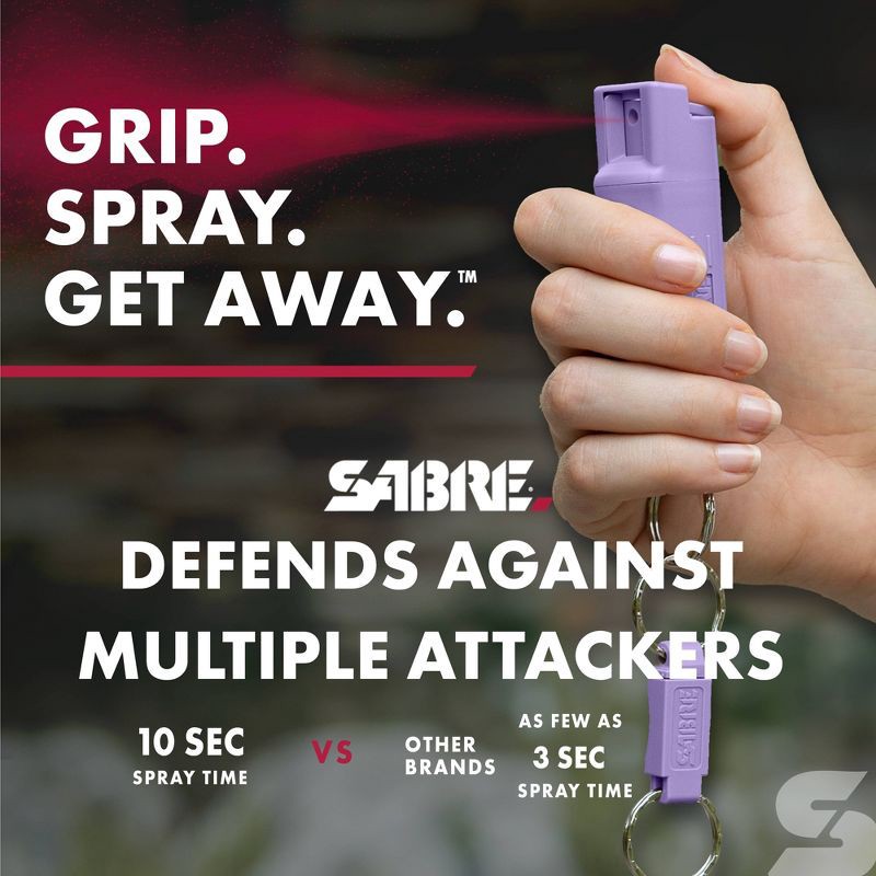 slide 3 of 6, Sabre Pepper Spray Lavender: Purple Self-Defense for Women, Compact Plastic Design, 3.6" Height, 0.54 oz, 0.54 oz