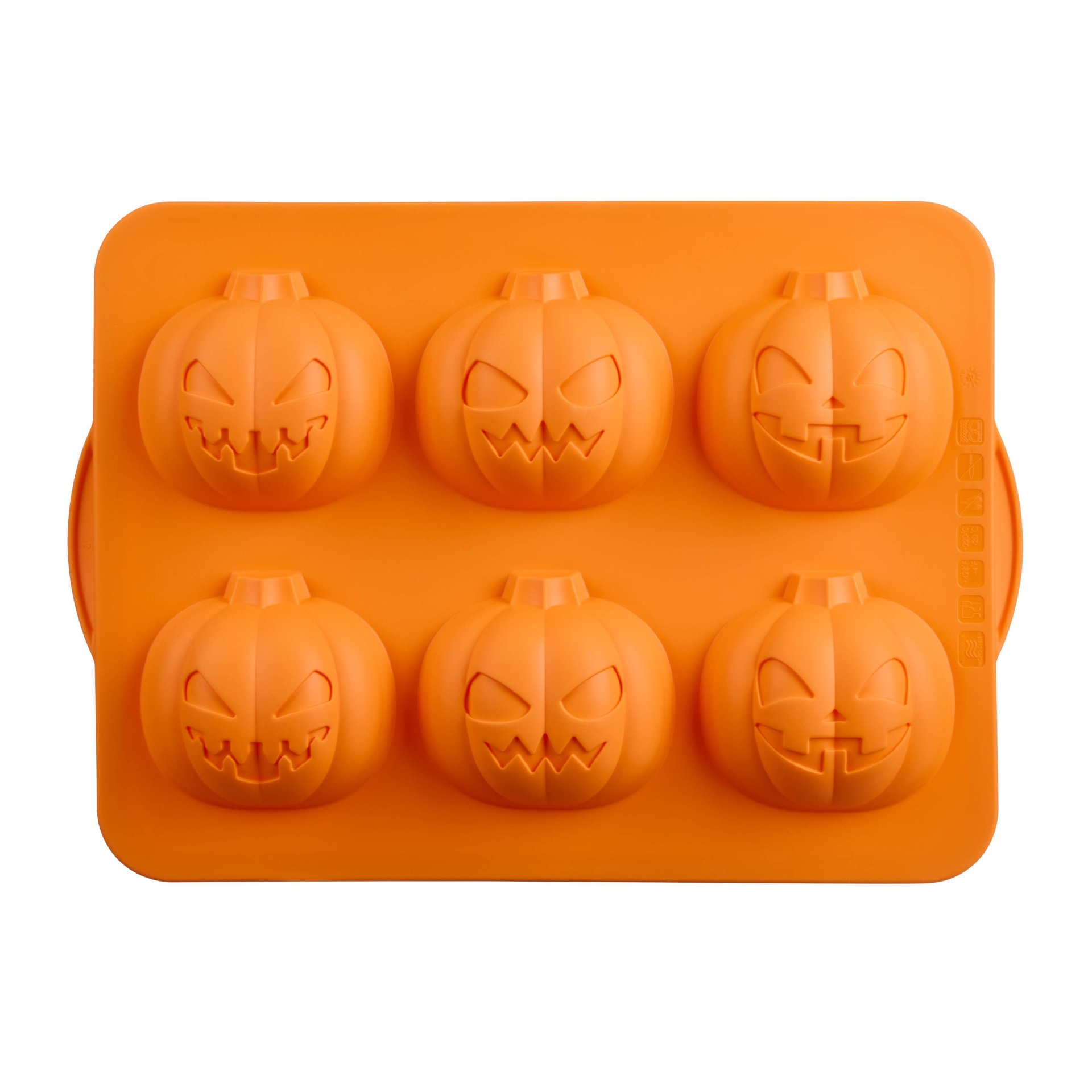 Halloween Silicone Cupcake Muffin Pan Jumbo Mold By Trudeau ~ Orange~  14x10”
