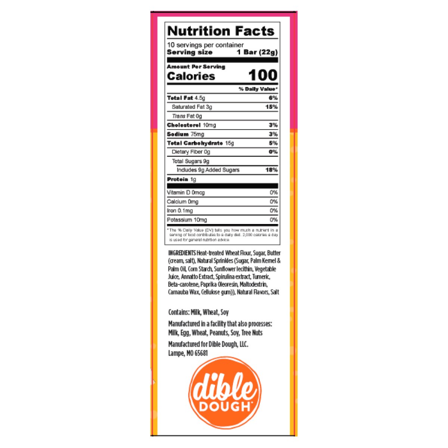 slide 3 of 3, Dible Dough Sugar Cookie Cookie Dough Bar 10 Count, 7.7 oz, 10 ct, 7.7 oz