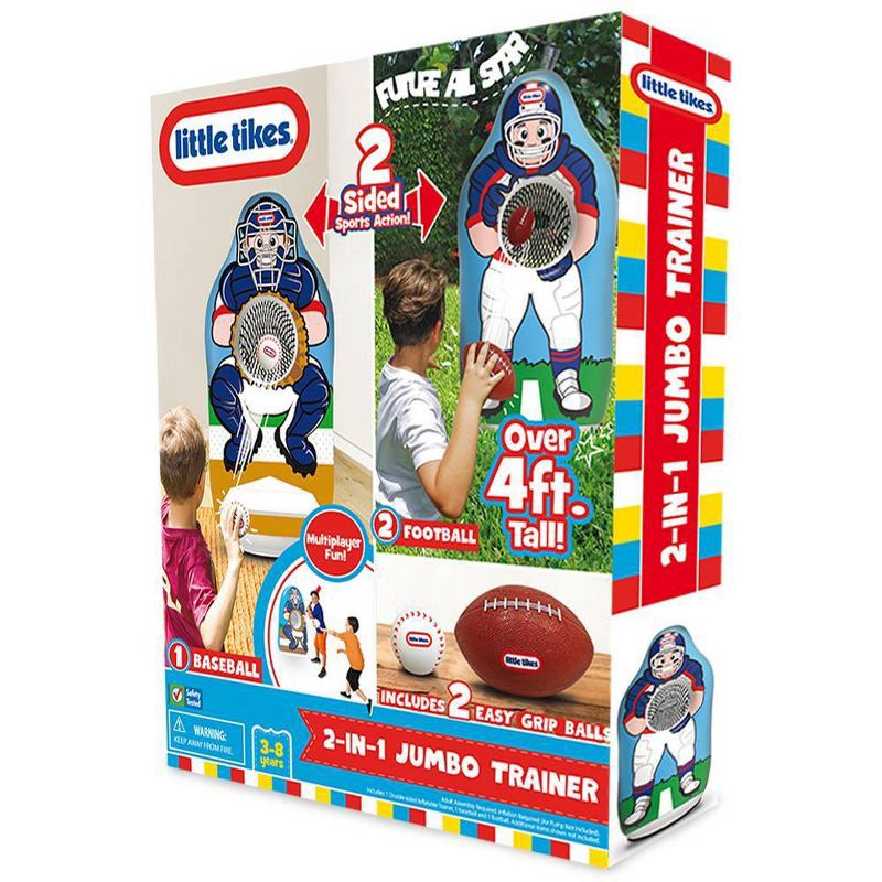 slide 4 of 5, Little Tikes 2 in 1 Jumbo Trainer - 3pc: PVC Toy Includes Baseball & Football Sets, 3 ct