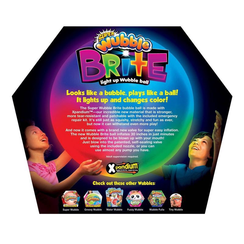 slide 2 of 3, Wubble Brite New Valve: Playground Game for Kids, 8" Plastic Ball, 1 ct