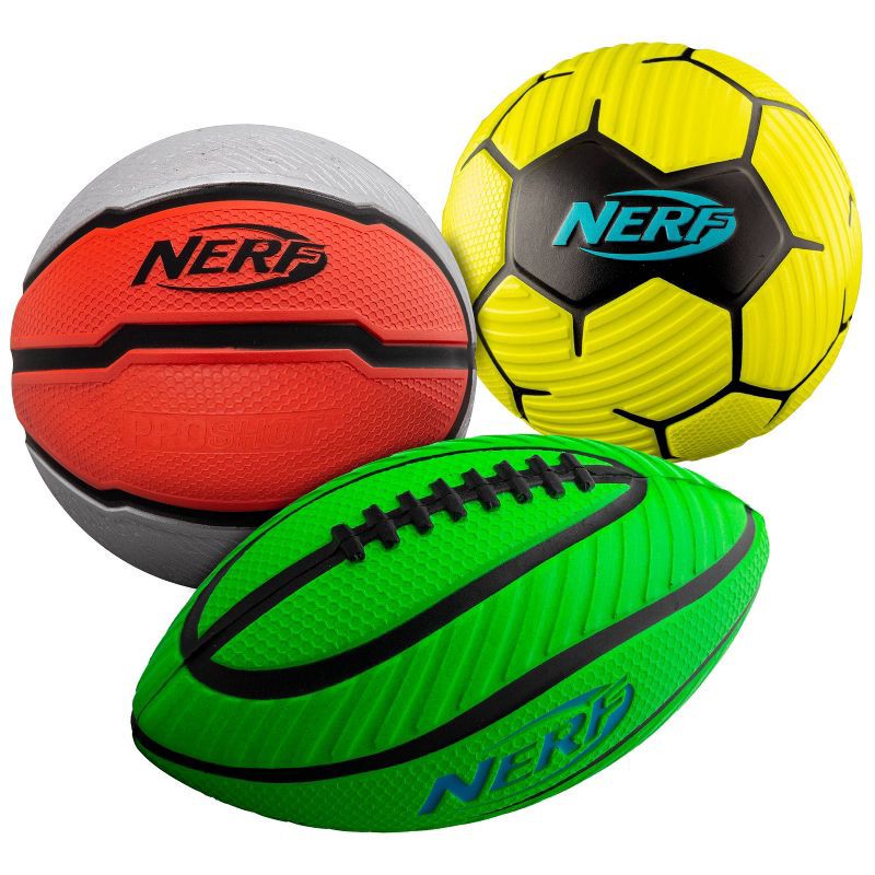 slide 1 of 9, Franklin Sports Nerf Ball Set - 3pc: Outdoor & Toy Sports Set for Kids, 3 ct
