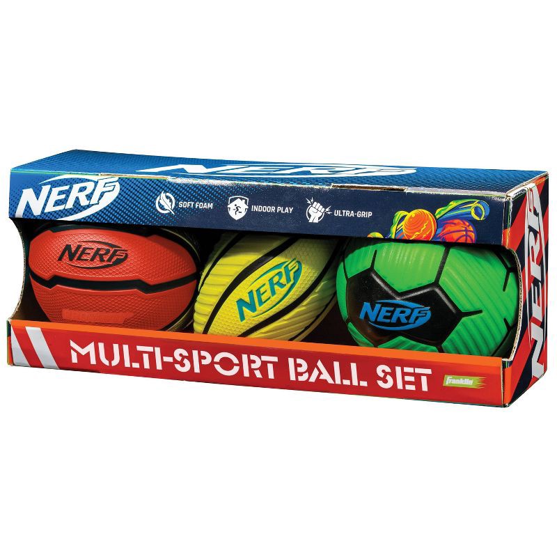 slide 9 of 9, Franklin Sports Nerf Ball Set - 3pc: Outdoor & Toy Sports Set for Kids, 3 ct