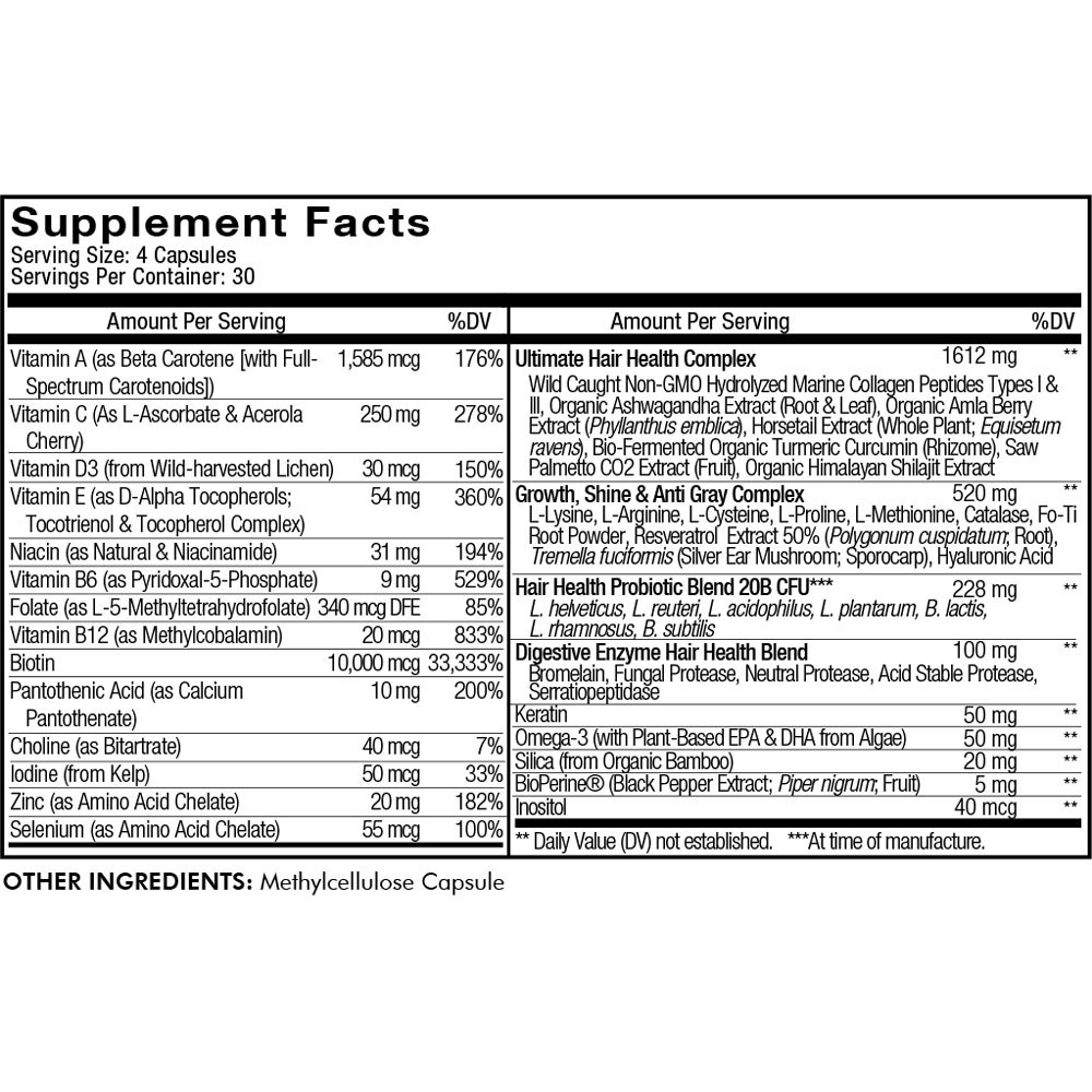 slide 4 of 5, Codeage Hair Vitamins Capsules, 120 ct