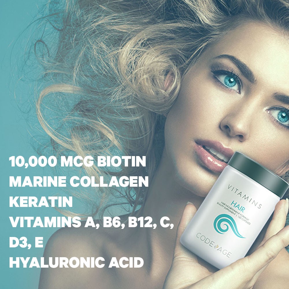 slide 5 of 5, Codeage Hair Vitamins Capsules, 120 ct