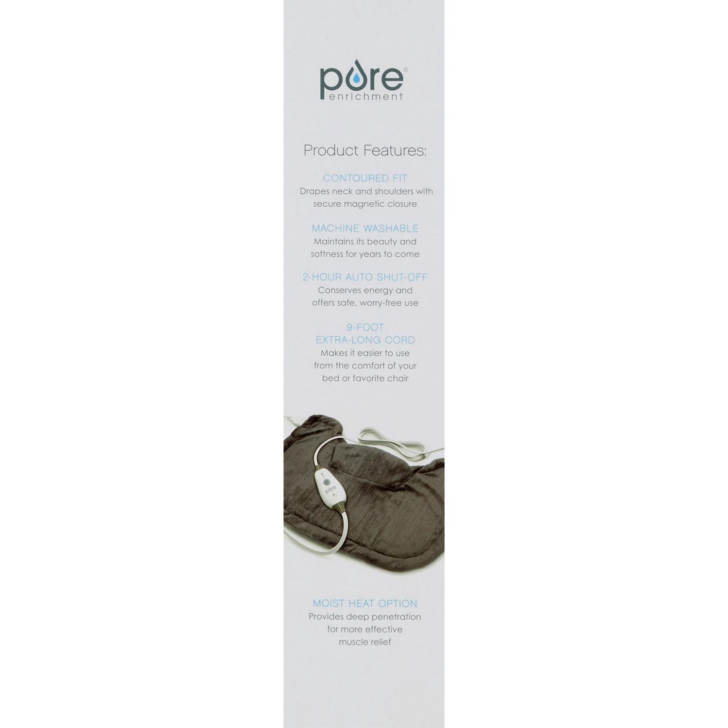 slide 4 of 5, Pure Enrichment Purerelief Neck & Shoulder Heating Pad, Charcoal Gray, 1 ct