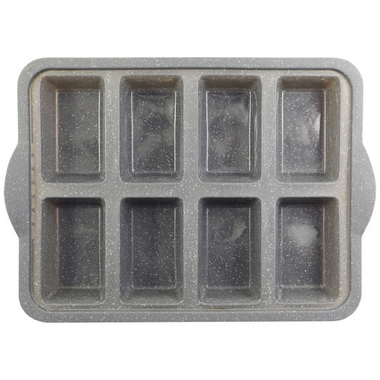 slide 1 of 5, 8-Cavity Metal-Reinforced Silicone Mini Loaf Pan By Celebrate It, 9.8 in x 13.90 in x 2.21 in