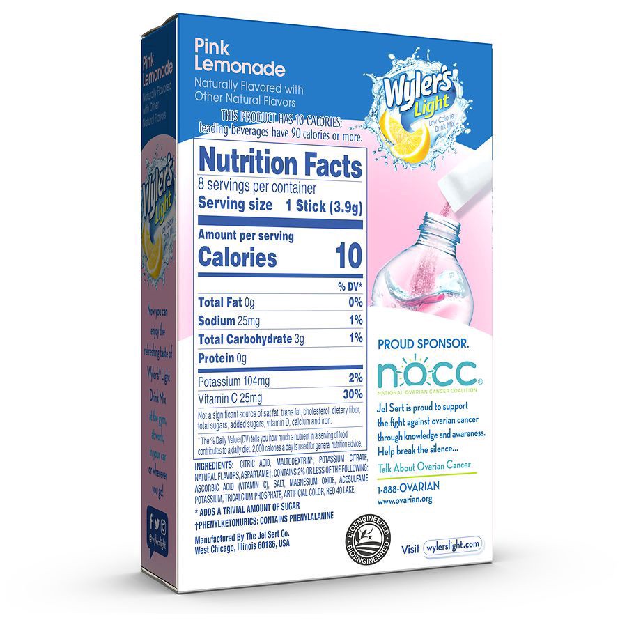 slide 5 of 5, Wyler's Low Calorie Pink Lemonade Drink Mix Value Pack 16 ea, 8 ct