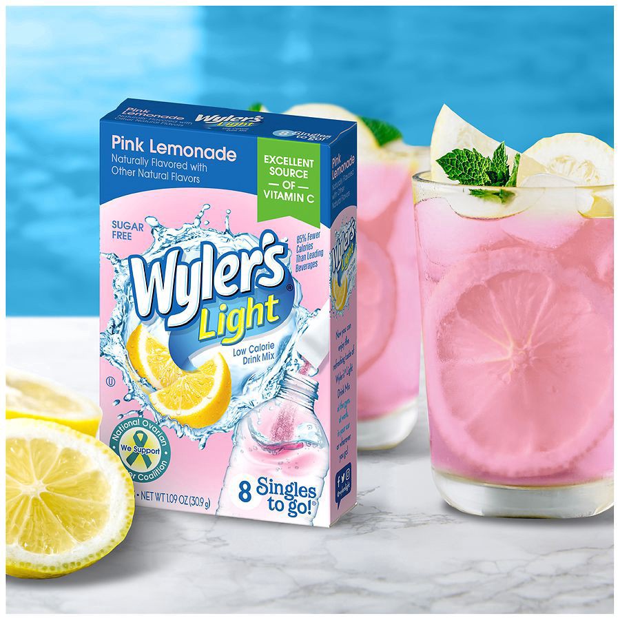 slide 2 of 5, Wyler's Low Calorie Pink Lemonade Drink Mix Value Pack 16 ea, 8 ct